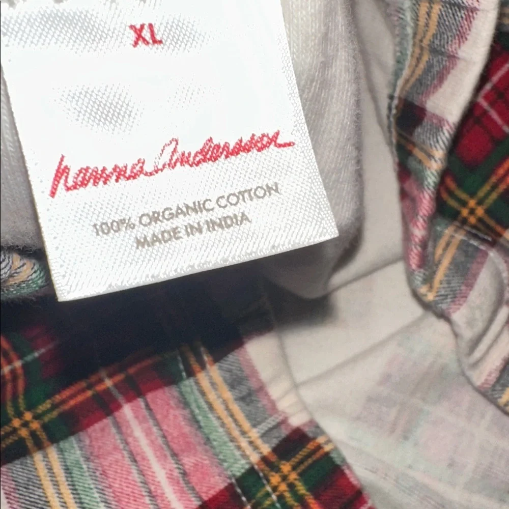 Hanna Andersson Red and White Plaid Pajama Bottoms size XLarge organic cotton